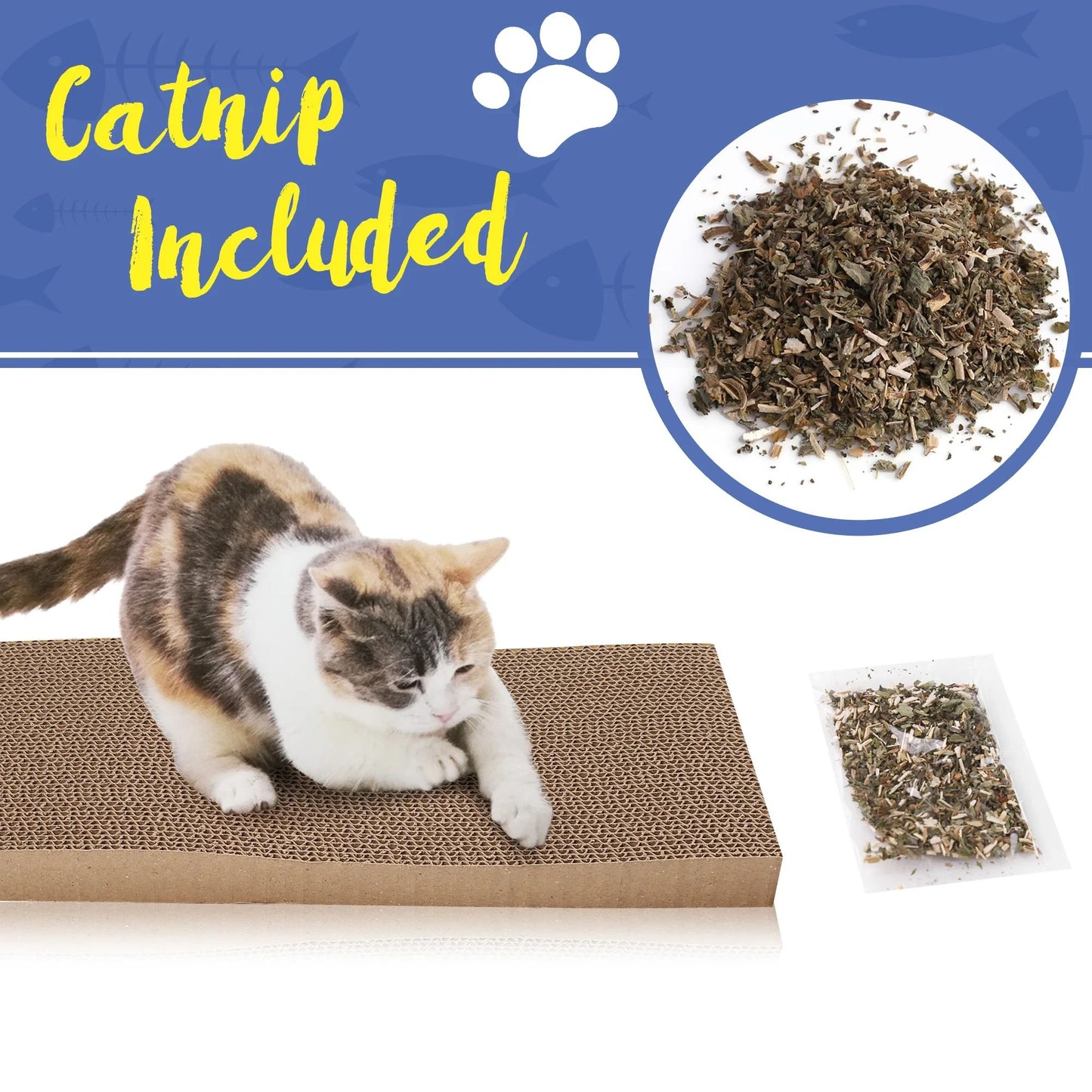Prime Pets 3 in 1 Cat Scratcher Cardboard, Reversible Corrugated Cat Scratching Pad