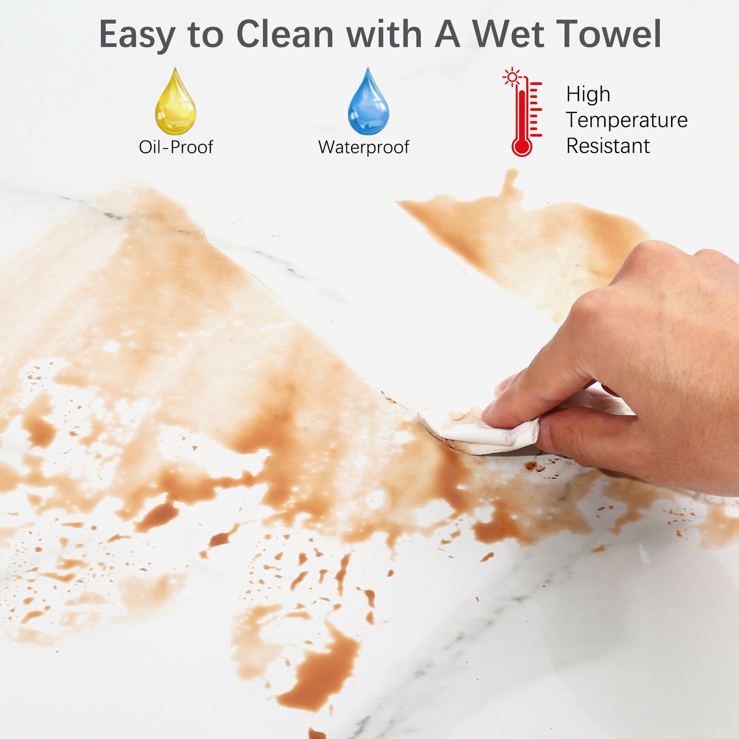 LotFancy Marble Wallpaper, Glossy Peel and Stick Contact Paper, Removable Gray/White Granite Film Roll, Waterproof Adhesive Vinyl Wrap for Countertop Bathroom Furniture Renovation