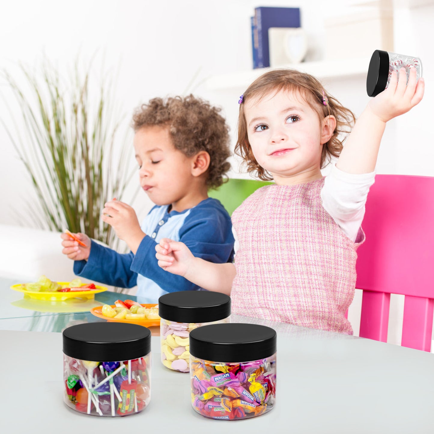LotFancy Plastic Containers with Lids, 15 Pack 8 oz Plastic Jars, Refillable Empty Slime Containers