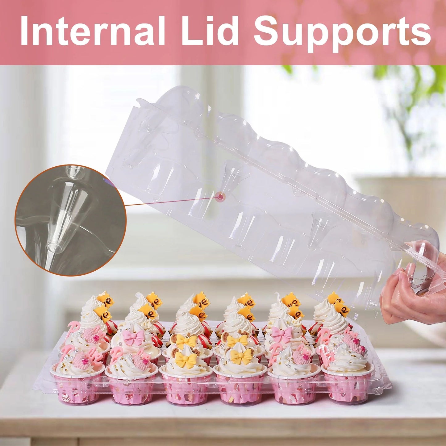 LotFancy Stackable Mini Cupcake Carrier Holders Containers with 288 Cupcake Liners, 24 ct x 12 Sets