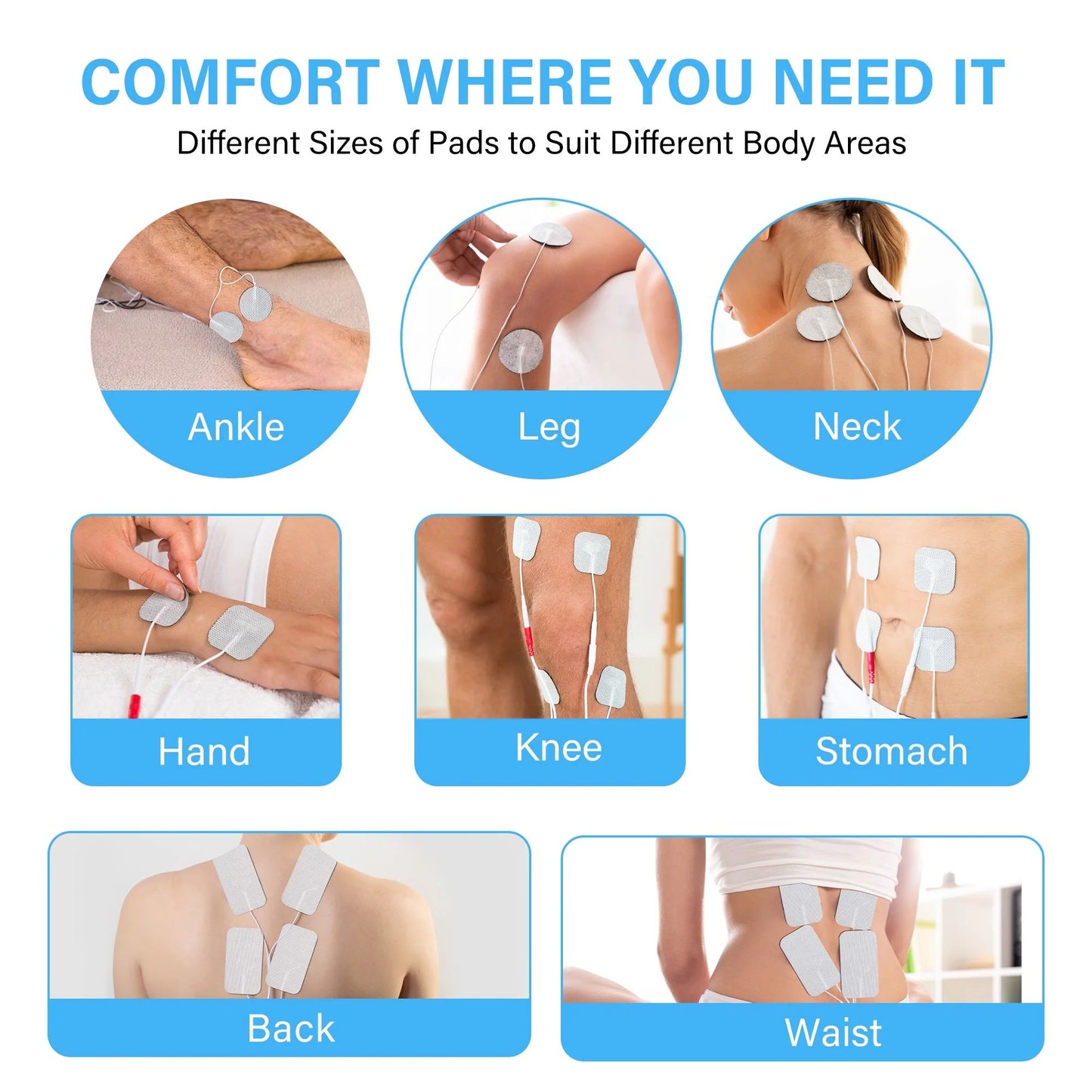 LotFancy 20 TENS Unit Replacement Pads, Adhesive Electrode Pads, 2mm Pin