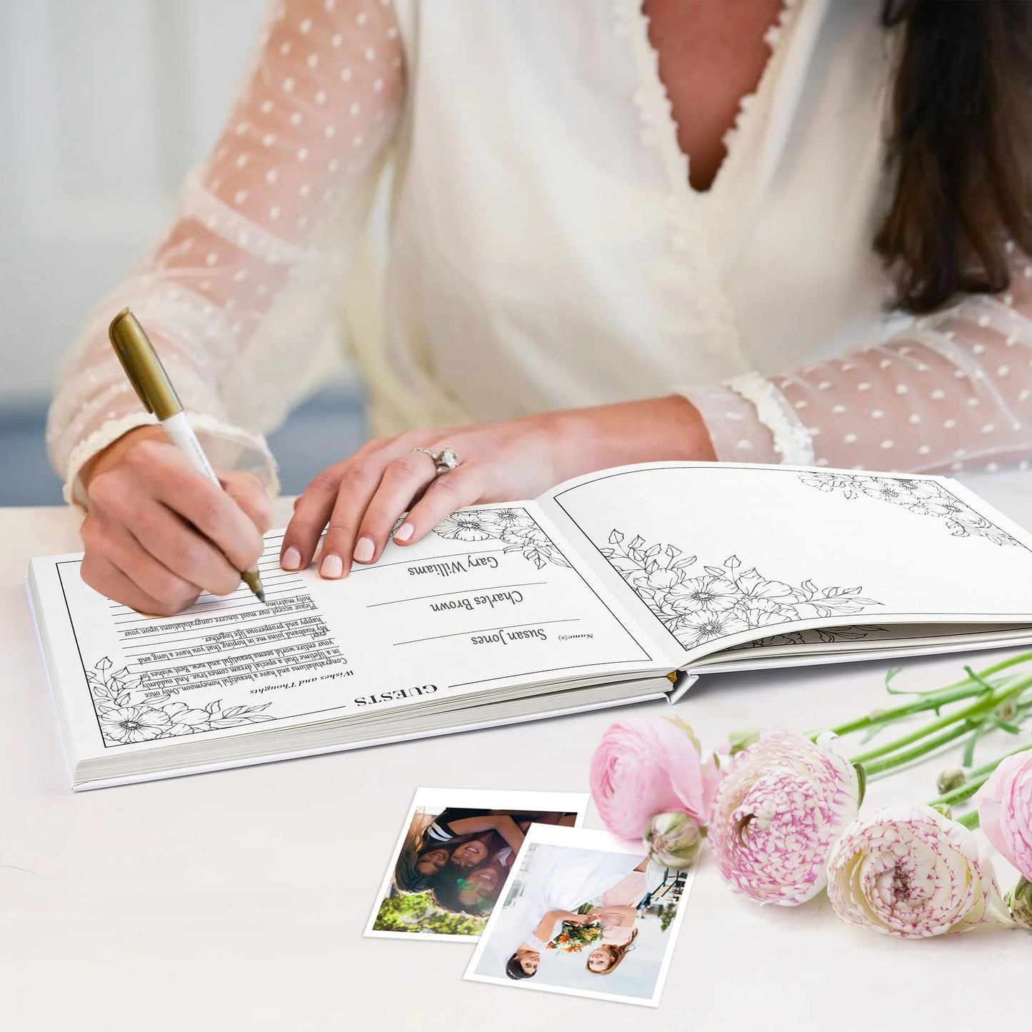 LotFancy Wedding Guest Book with 2 Pen, Guest Book Reception, 128 Pages Thick Paper