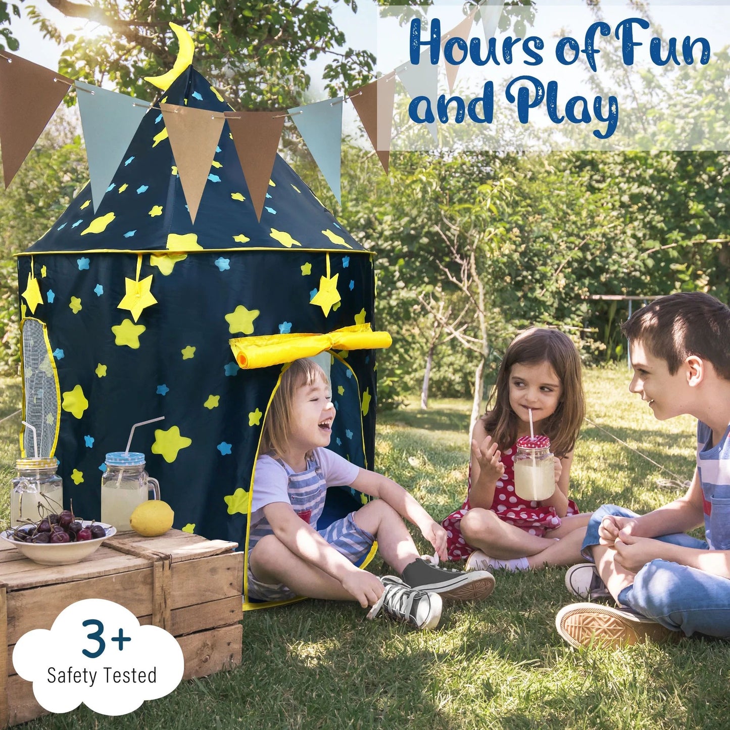 LotFancy Play Tent for Kids, Boys, Pop up Play Tent House for Toddlers 3+Years, Indoor Outdoor