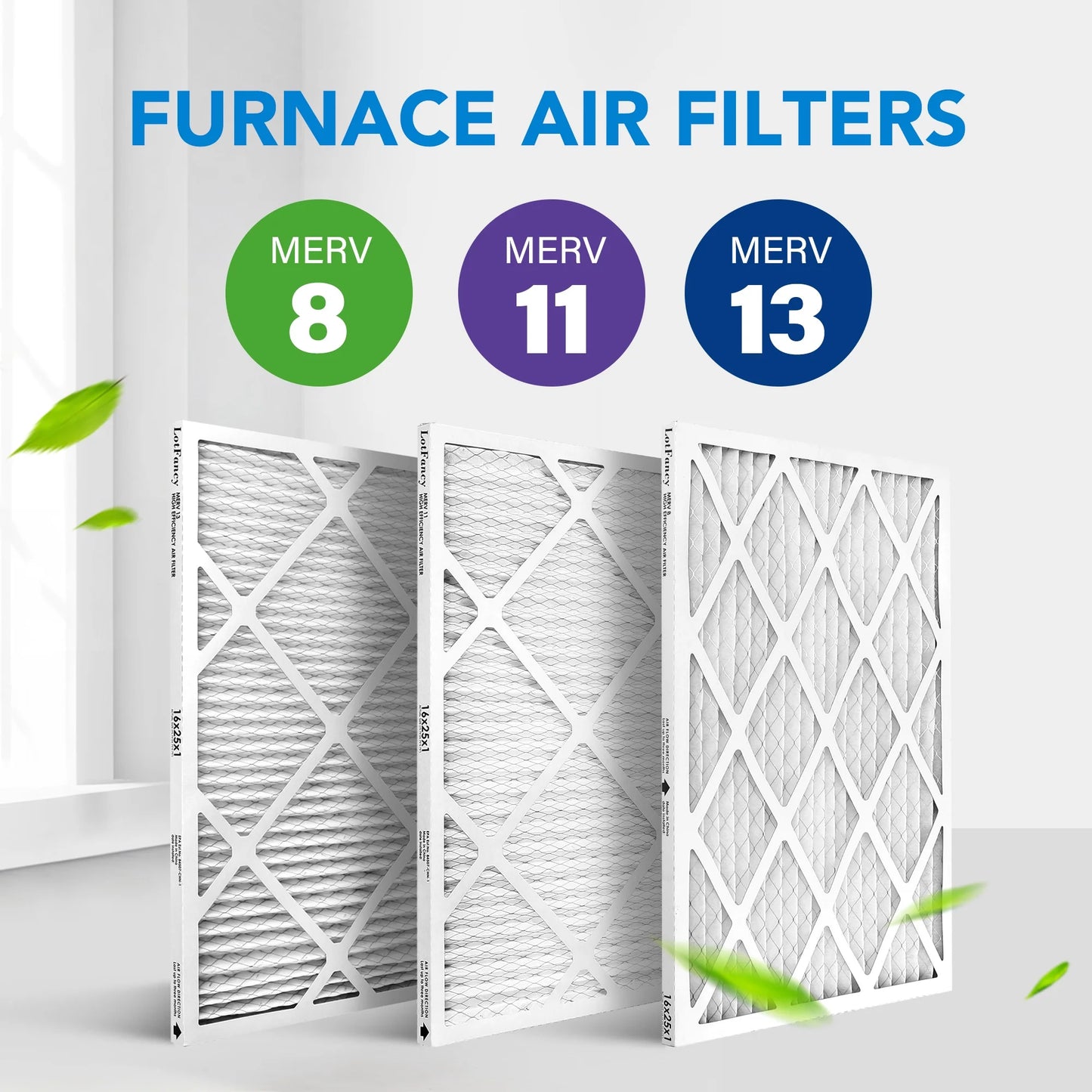 LotFancy 16x25x1 Air Filters, 4 Pack, MERV 11 Pleated HVAC AC Furnace Air Filters