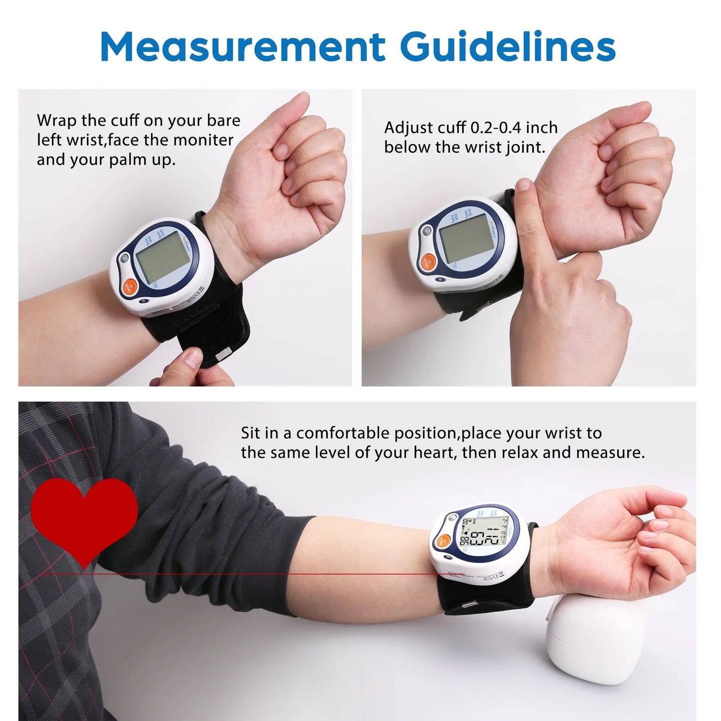 LotFancy Wrist Blood Pressure Monitor, BP Machine with Case, BP Cuff for Heartbeat Detection