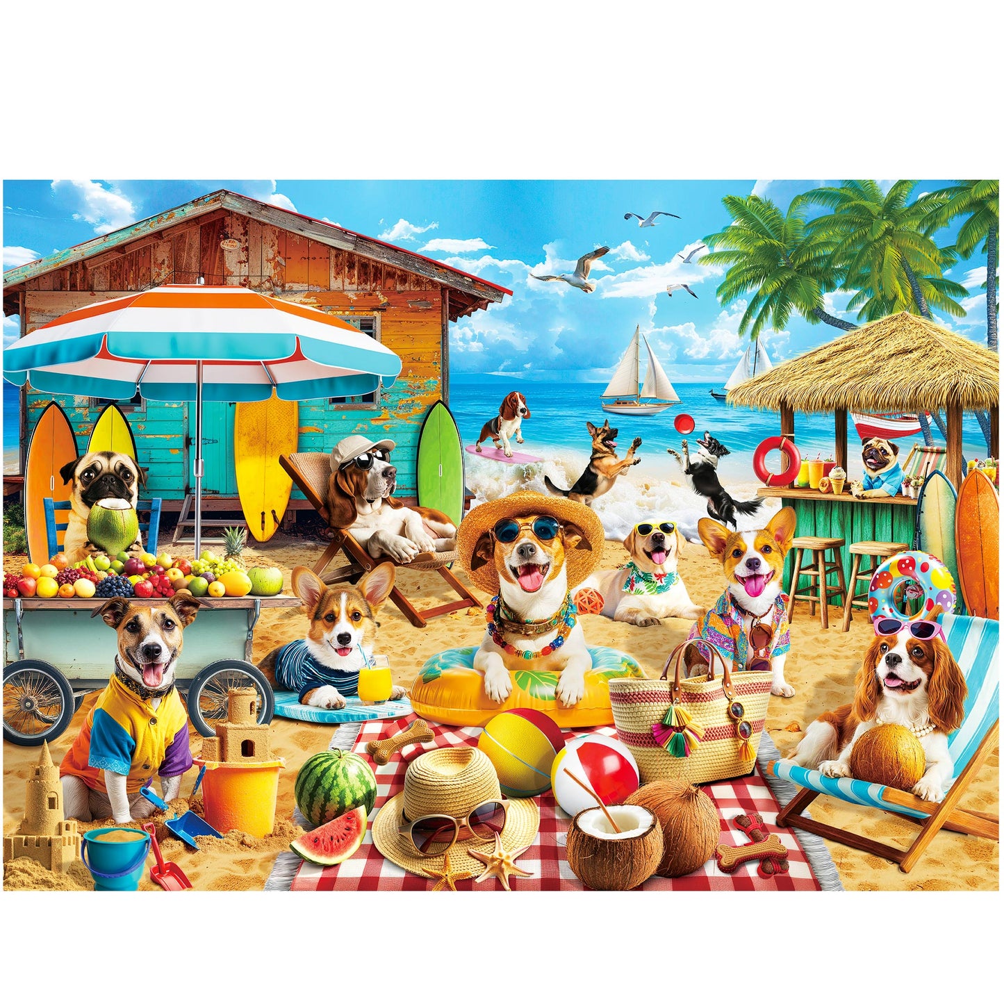 BenBen 500 Pieces Puzzles For Adults, Dogs' Beach Party, Challenging Adult Jigsaw Puzzle