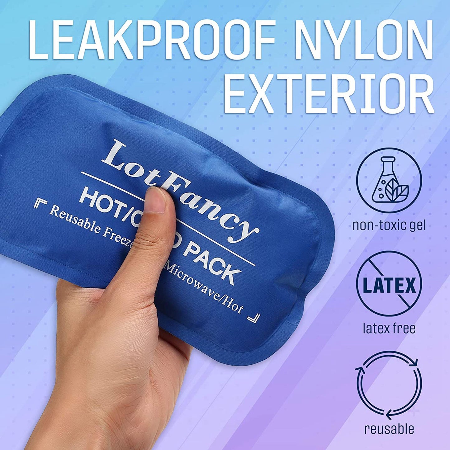 LotFancy Ice Pack for Injuries, 2 Pcs Reusable Hot Cold Gel Pack for Pain Relief, 7.3 x 3.7 in