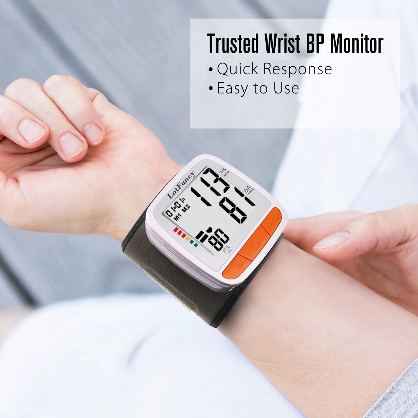 LotFancy Wrist Blood Pressure Monitor, BP Monitor with Portable Case, Heartbeat Detector
