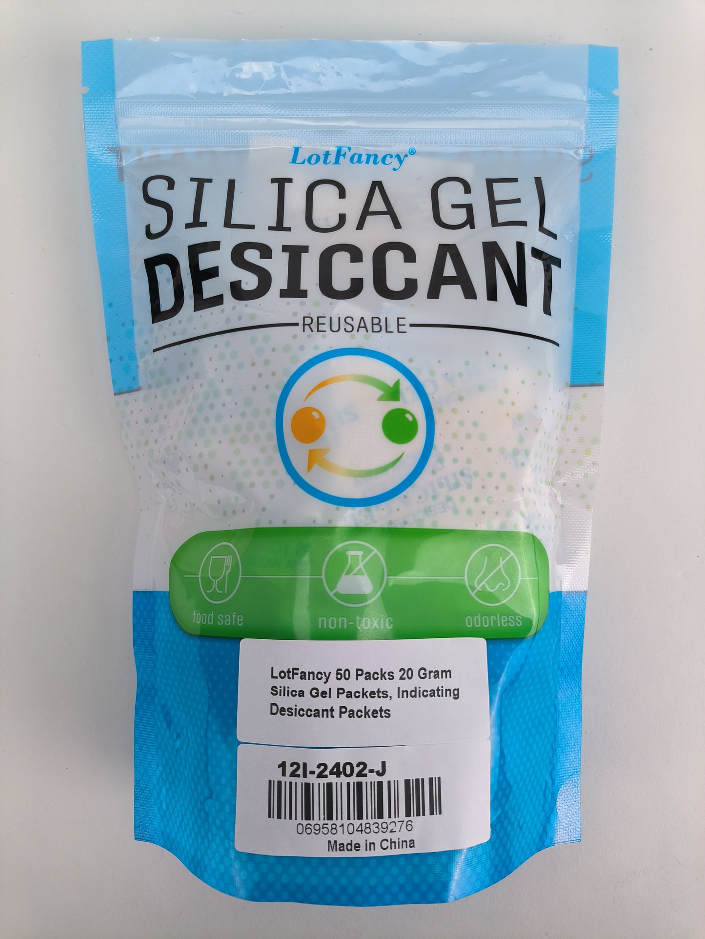 LotFancy 50 Packs 20 Gram Silica Gel Packets, Indicating Desiccant Packets