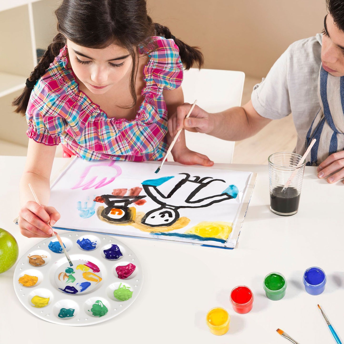 LotFancy 12 Plastic Painting Tray Palettes, Plastic Paint Pallets for Kids