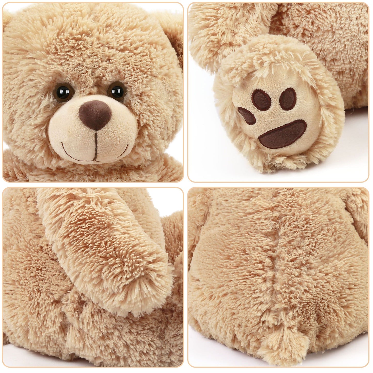 LotFancy Teddy Bear Stuffed Animals, Soft Cuddly Stuffed Plush Bear, Cute Stuffed Animals Toy with Footprints, Gifts for Kids Toddlers on Baby Shower, Christmas Valentine's Day PMT