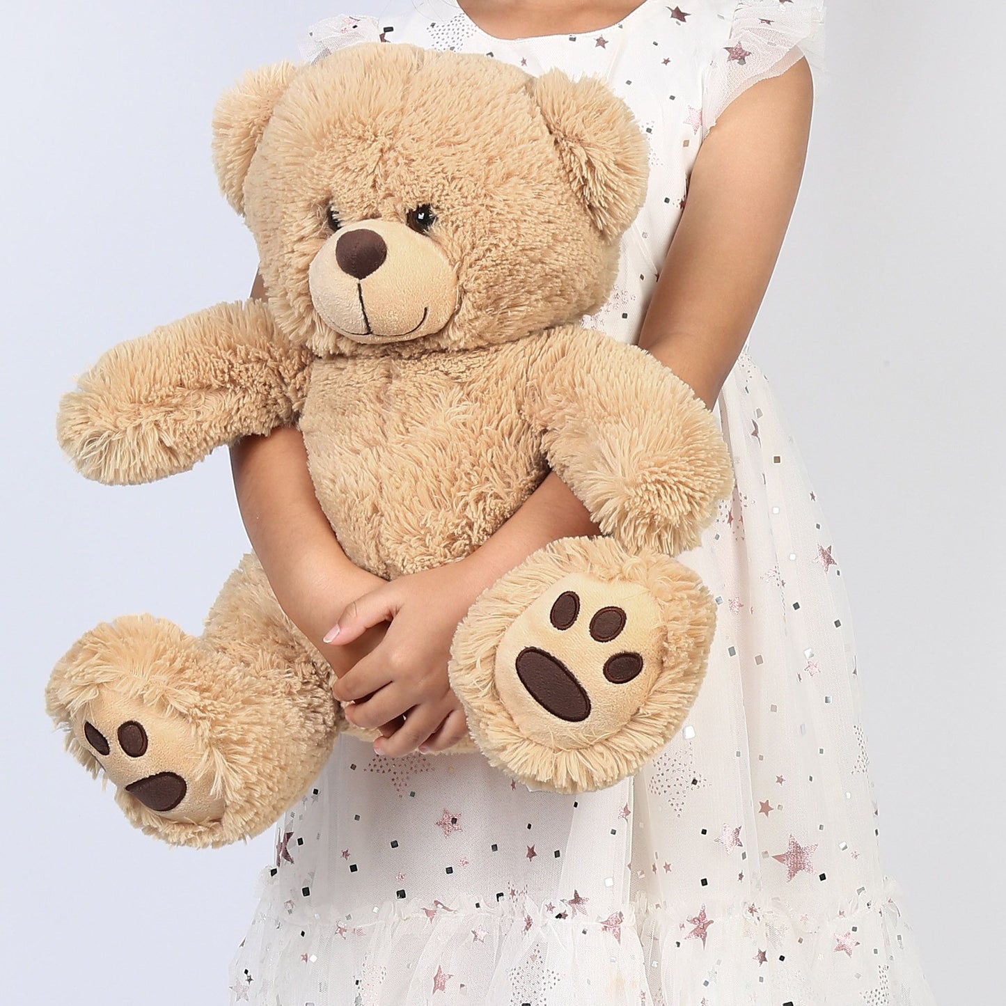 LotFancy Teddy Bear Stuffed Animals, Soft Cuddly Stuffed Plush Bear, Cute Stuffed Animals Toy with Footprints, Gifts for Kids Toddlers on Baby Shower, Christmas Valentine's Day PMT