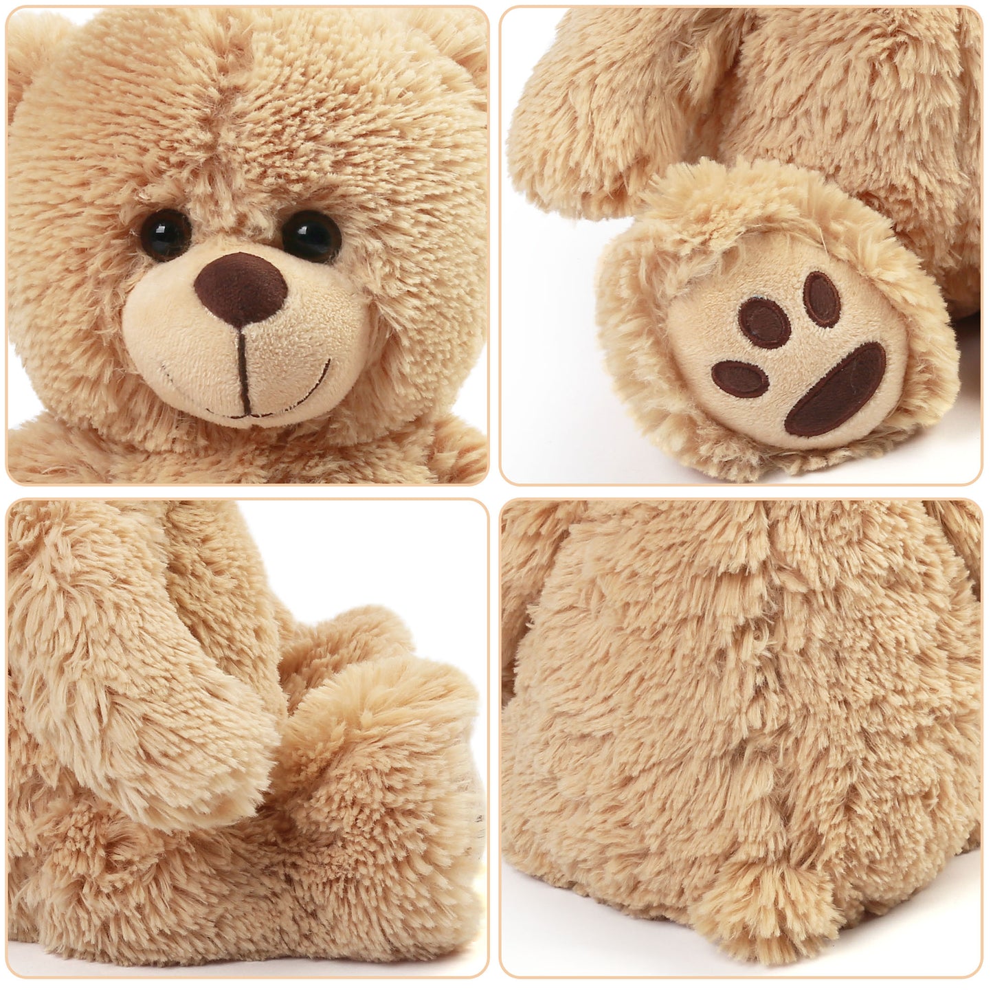 LotFancy Teddy Bear Stuffed Animals, Soft Cuddly Stuffed Plush Bear, Cute Stuffed Animals Toy with Footprints, Gifts for Kids Toddlers on Baby Shower, Christmas Valentine's Day PMT