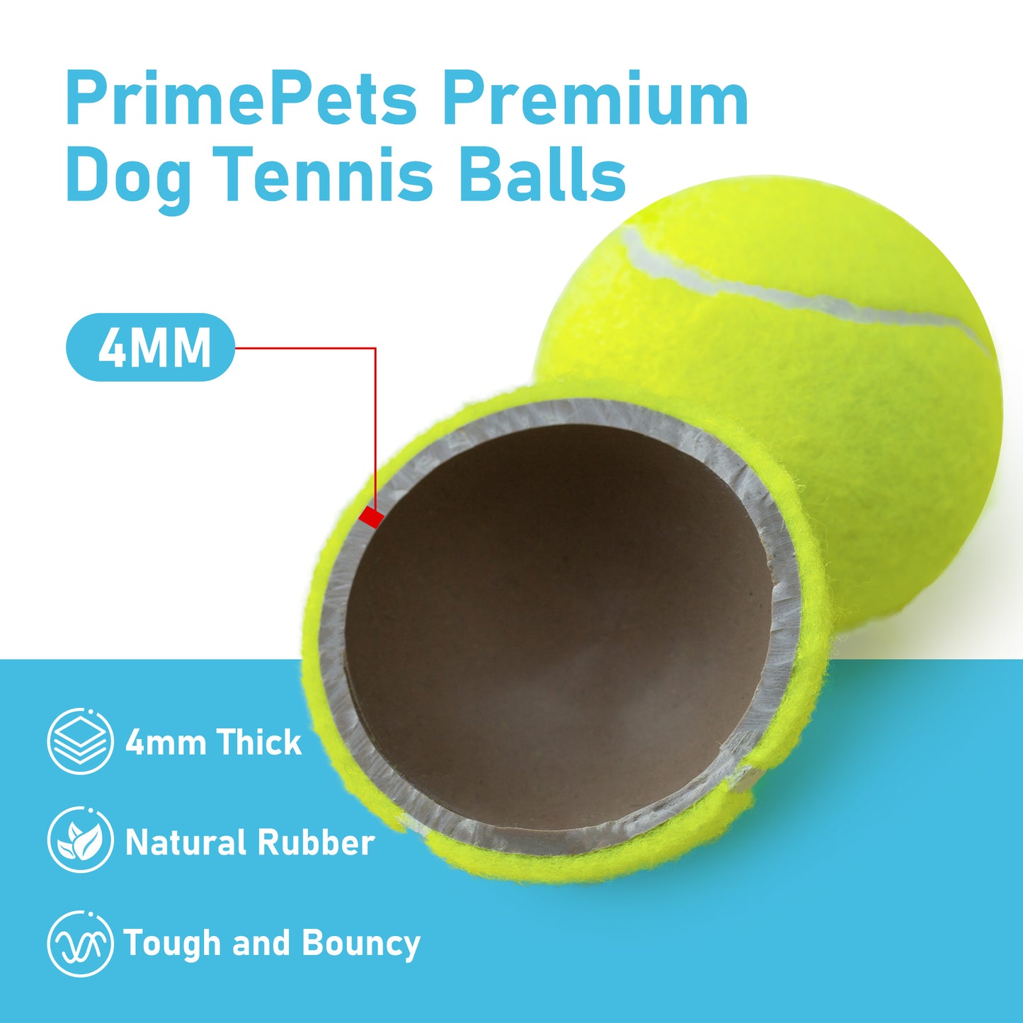 Prime Pets Tennis Balls for Dogs, 12Pack, High Elasticity Dog Toys Balls, Fetch Toy for Pet Training