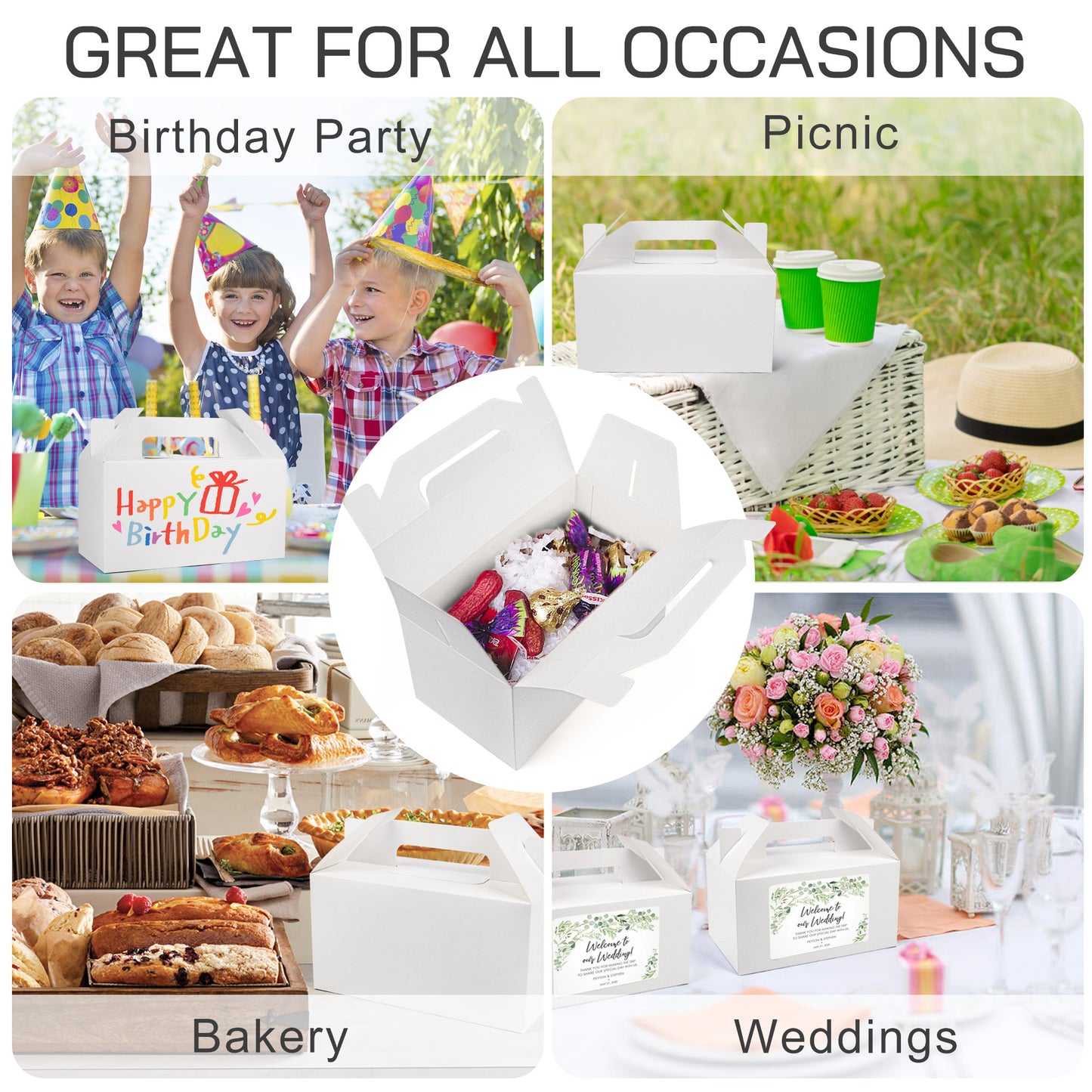 LotFancy Has Handles Adult Greeting Cards, 9.5 x 5 x 5 in, paper, White, 25 Pack