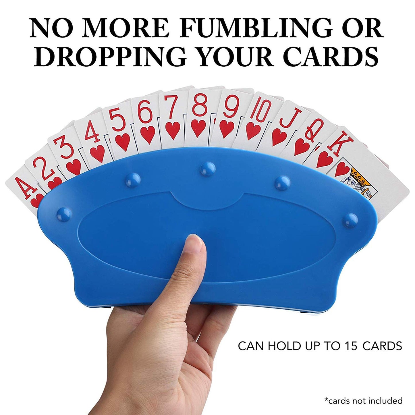 LotFancy 4Pcs Playing Card Holder for Kids Seniors, Plastic, Blue