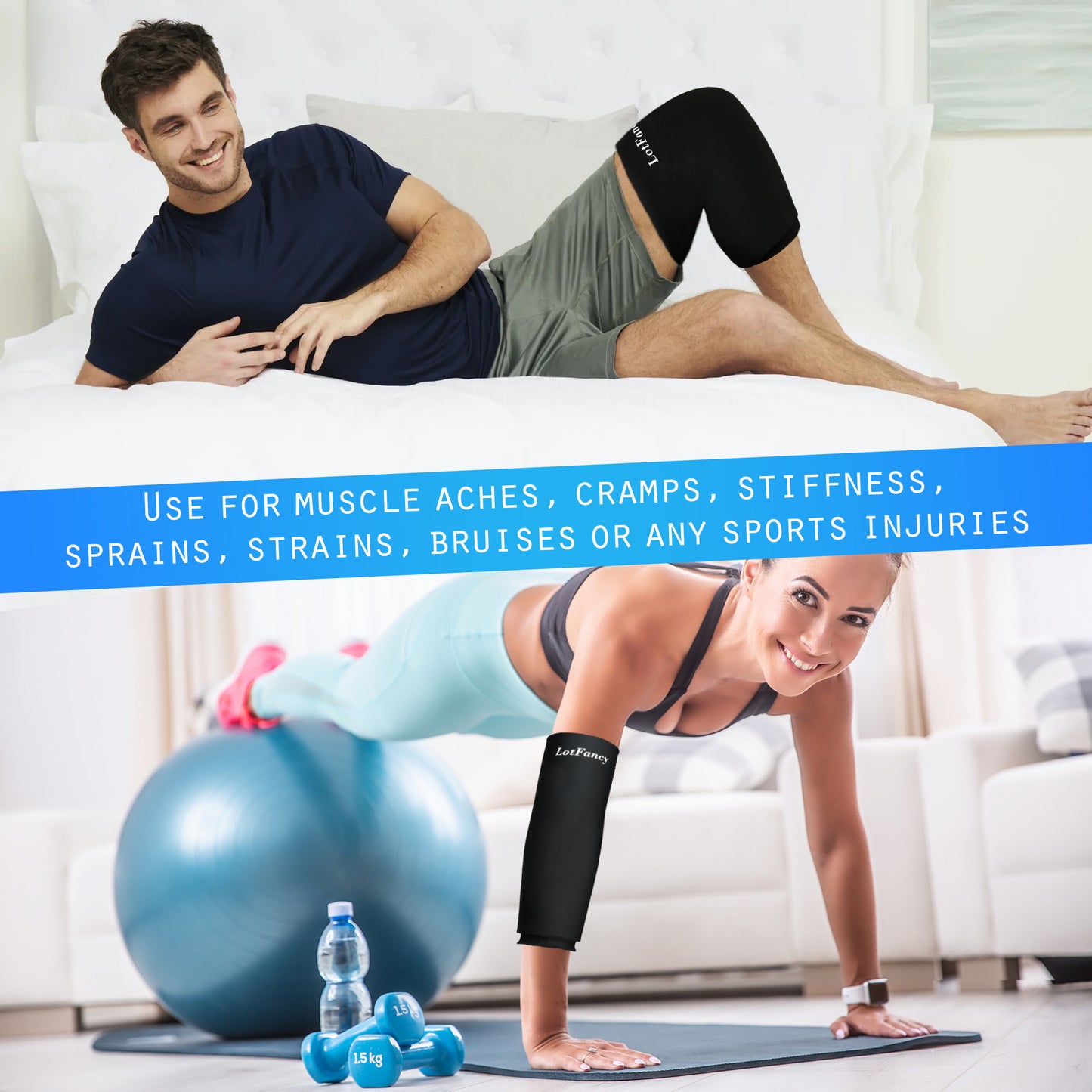 LotFancy Elbow Knee Ice Pack Wrap, Ice Compression Sleeve for Tendonitis and Golfers Tennis Elbow, Hot Cold Therapy Relieves Arm, Ankle, Calf, Thigh, Muscles, Joints Pain WMT