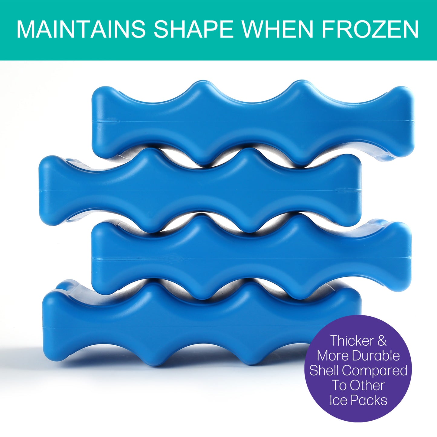 LotFancy 4 Ice Packs for Coolers, Reusable Insulated Contoured Freezer Pack for Lunch Box, Beer Can