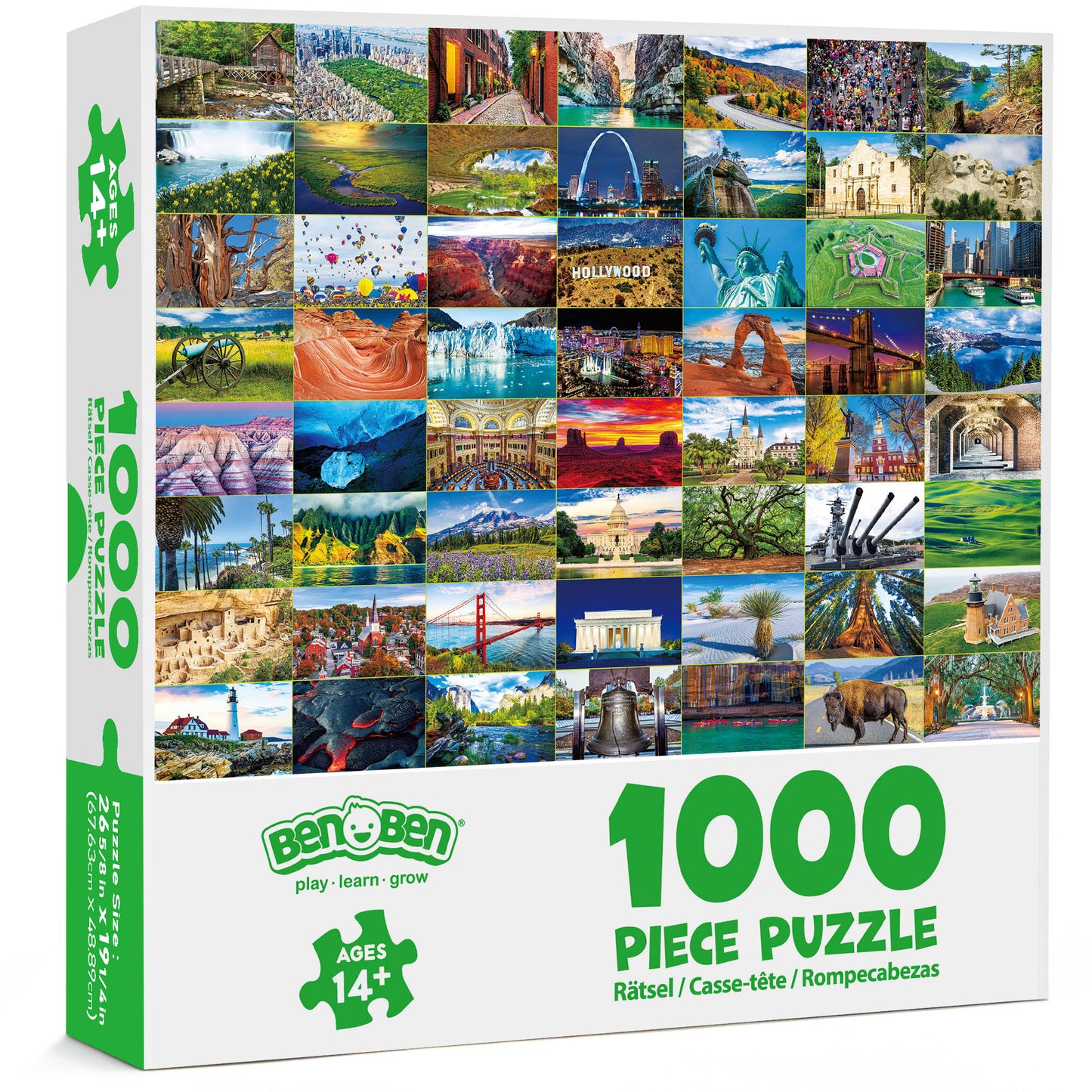 BenBen Jigsaw Puzzles 1000 Pieces for Adults Ages 12+, Iconic America, 26.75 x 19.25 in