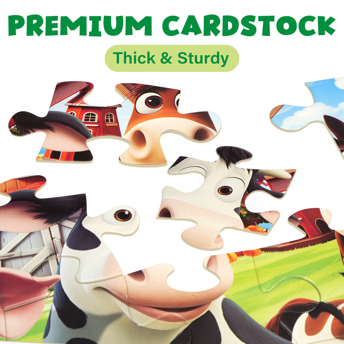 BenBen Puzzles for Kids Ages 3-6, Farm Animals, 48 Piece Large Jigsaw Toddler Puzzles, 35.5" x 23.5"
