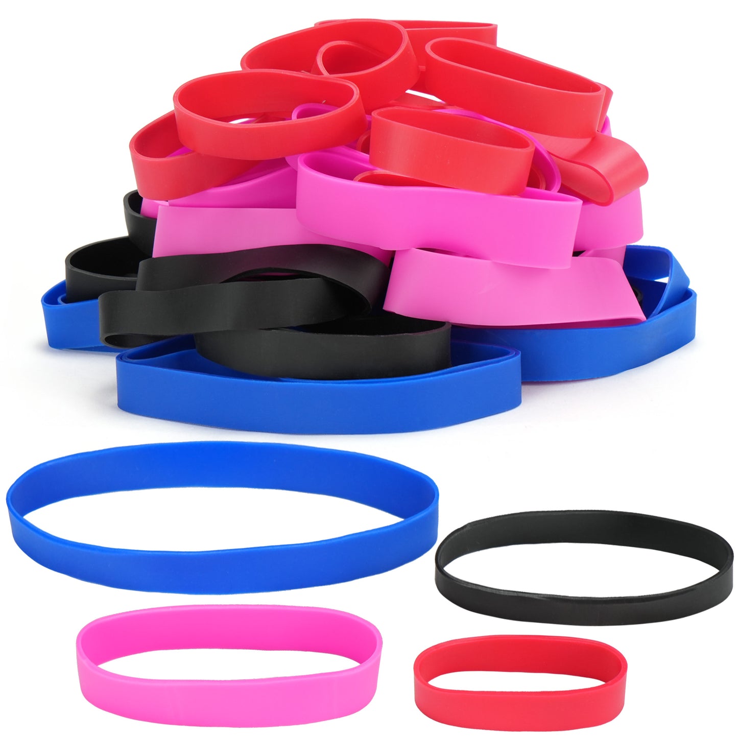 LotFancy Rubber Bands, Heavy Duty Wide Elastic Bands for Office Home Supplies, Size #82,#84,#94,#105