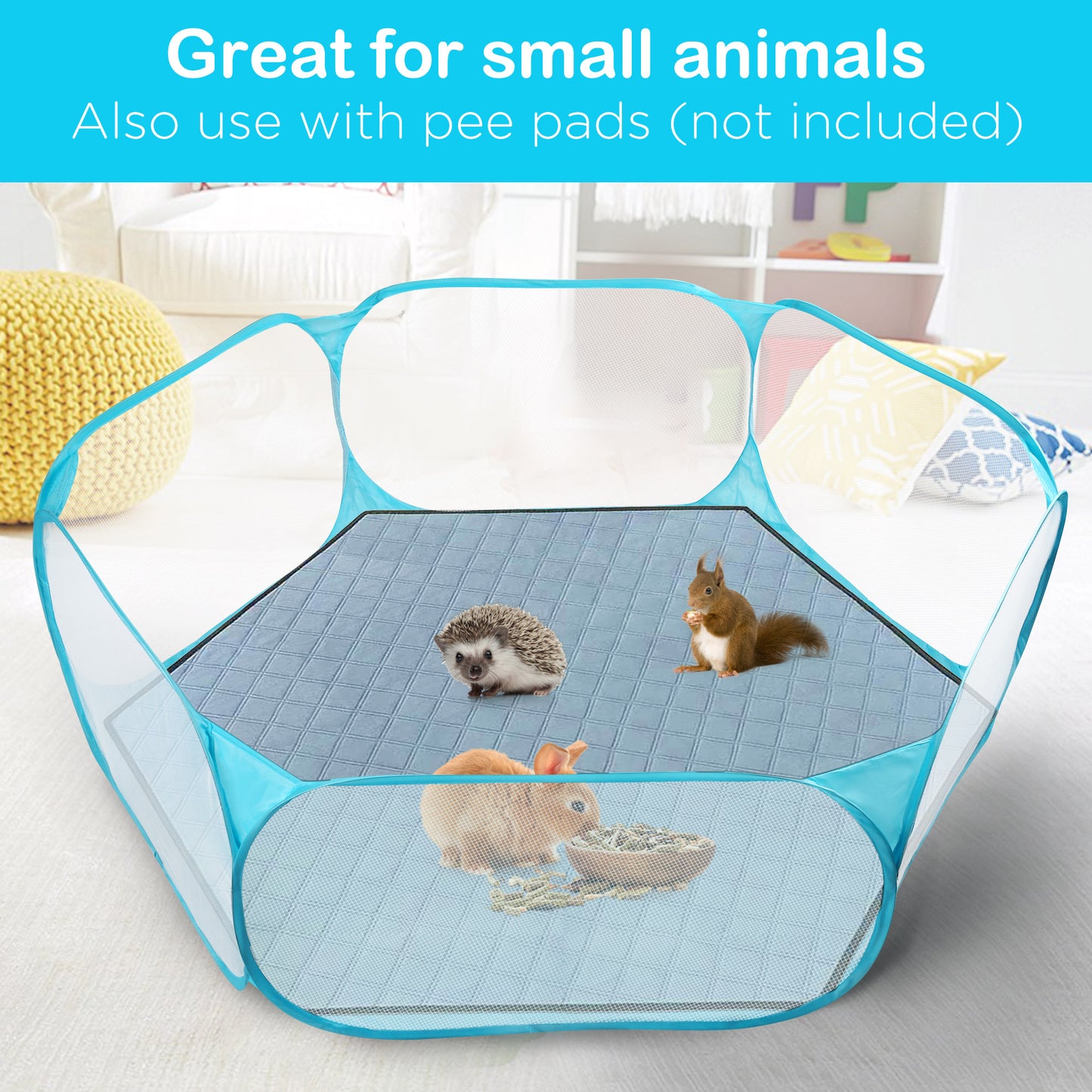 Prime Pets Small Animal Playpen, Pet Playpen Hamster Cage Indoor Pop Open Exercise Fence
