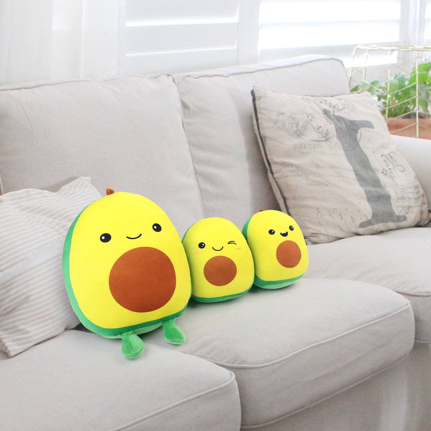 LotFancy Avocado Plush Pillow, Cute Squishy Stuffed Animal Plushie Doll Gift for Kids Girls Boys