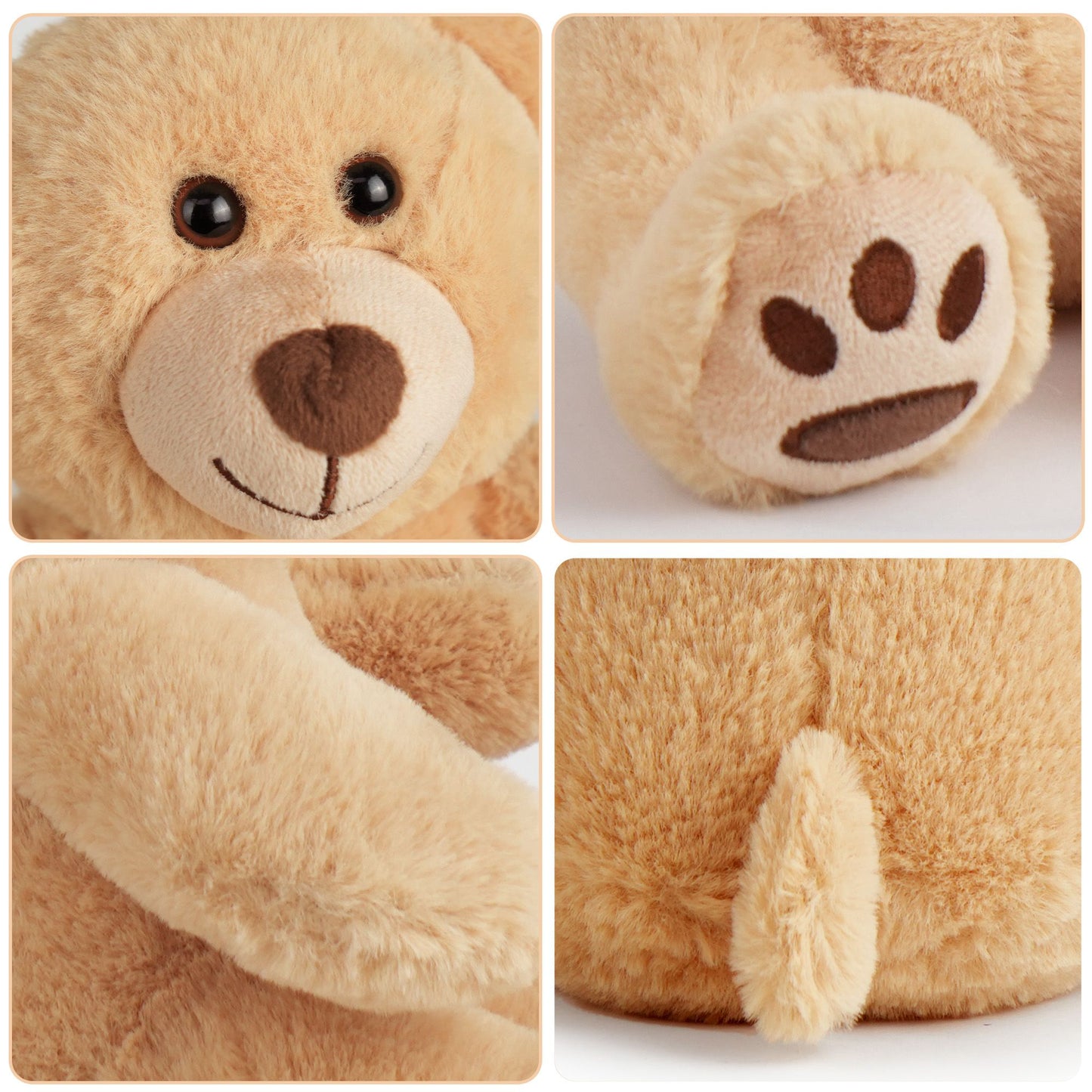 LotFancy Teddy Bear Stuffed Animals, Soft Cuddly Stuffed Plush Bear, Cute Stuffed Animals Toy with Footprints, Gifts for Kids Toddlers on Baby Shower, Christmas Valentine's Day PMT