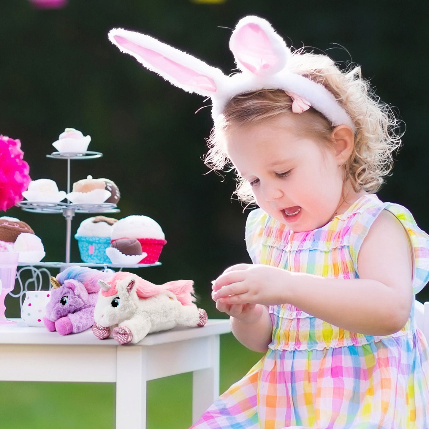 BenBen Unicorn Stuffed Animal 7", Set of 2, Purple and White, Small Unicorn Plush Toy Gifts for Baby Girls Boys WMT