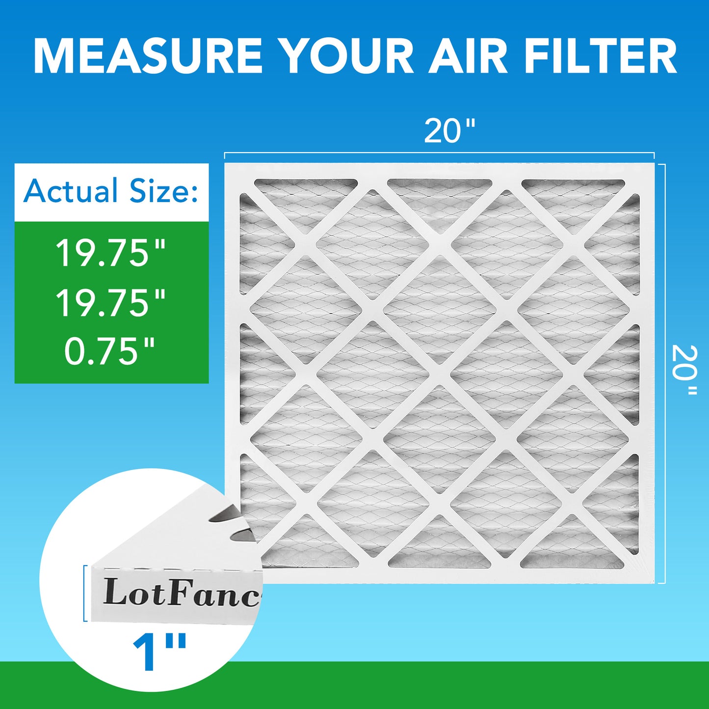 LotFancy 20x20x1 Air Filters, MERV 8 Pleated HVAC AC Furnace Filters, 4 Packs