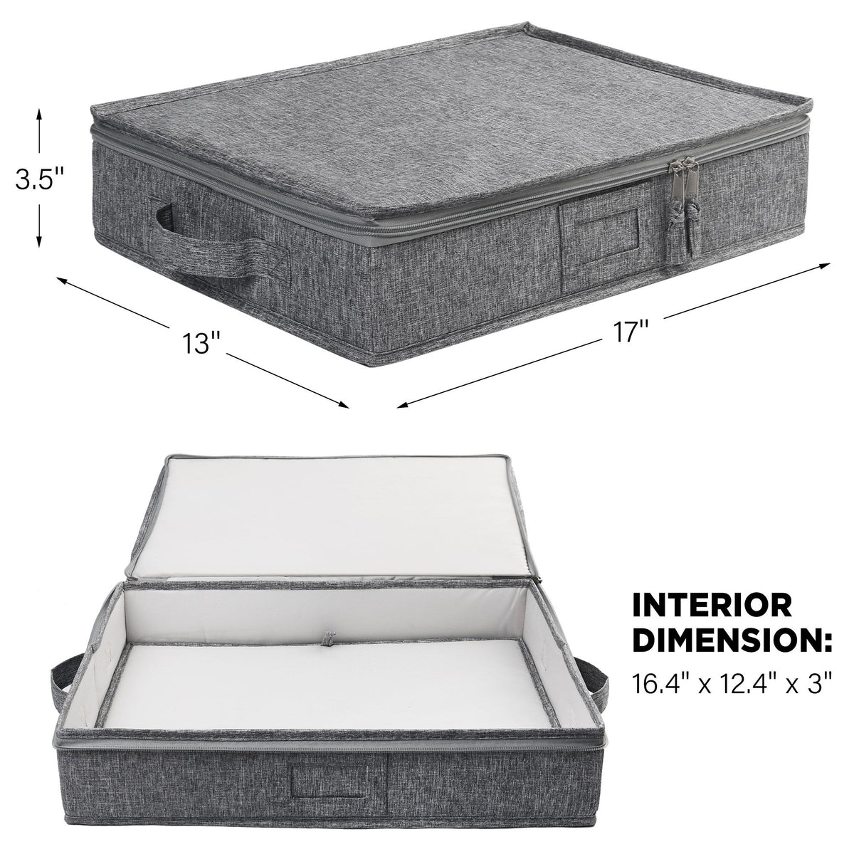 LotFancy Platter Storage Case, China Storage Container, 17x13x3.5 in, Gray