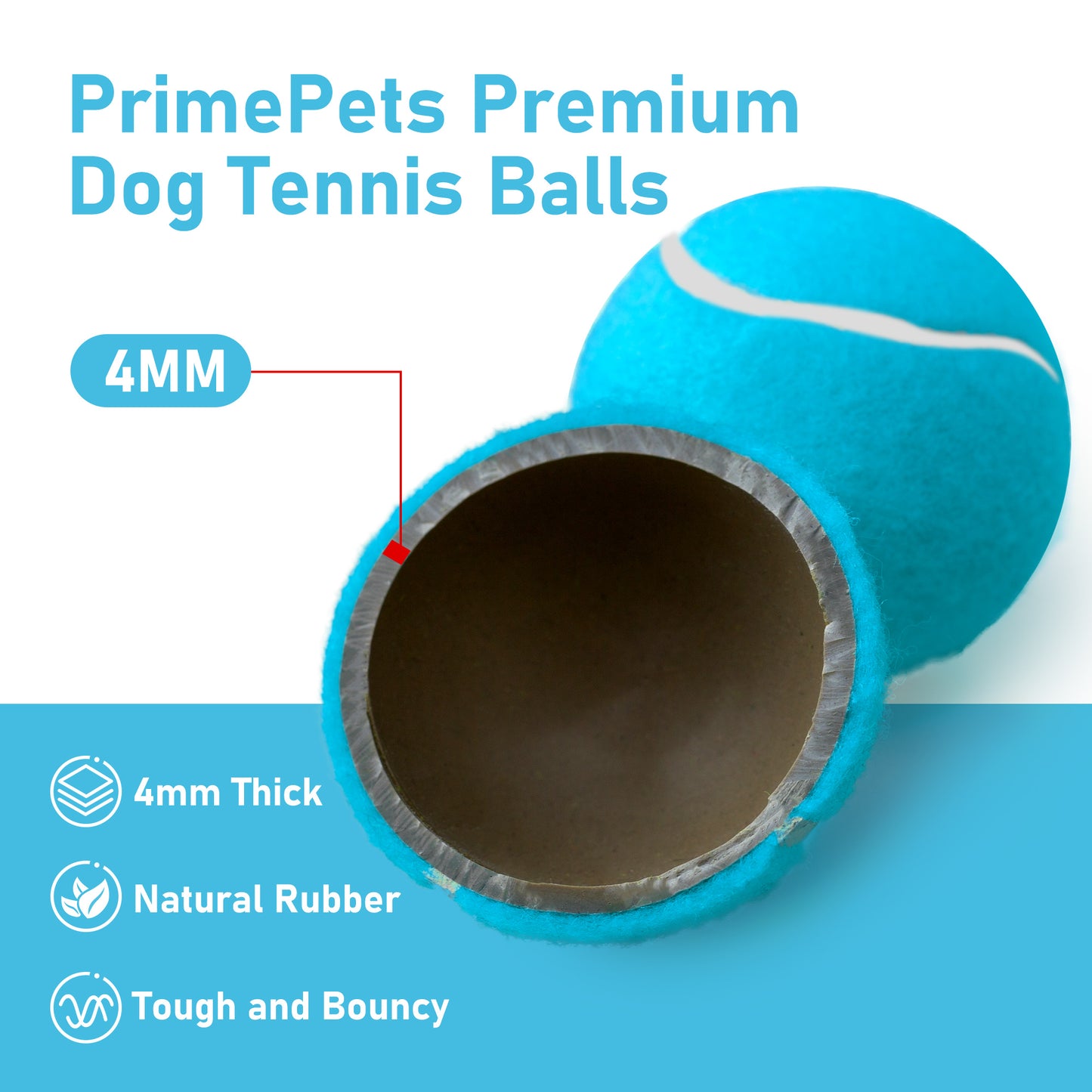 Prime Pets Tennis Balls for Dogs, 3Pack High Elasticity Squeaky Balls for Pet Dog Train & Fetch