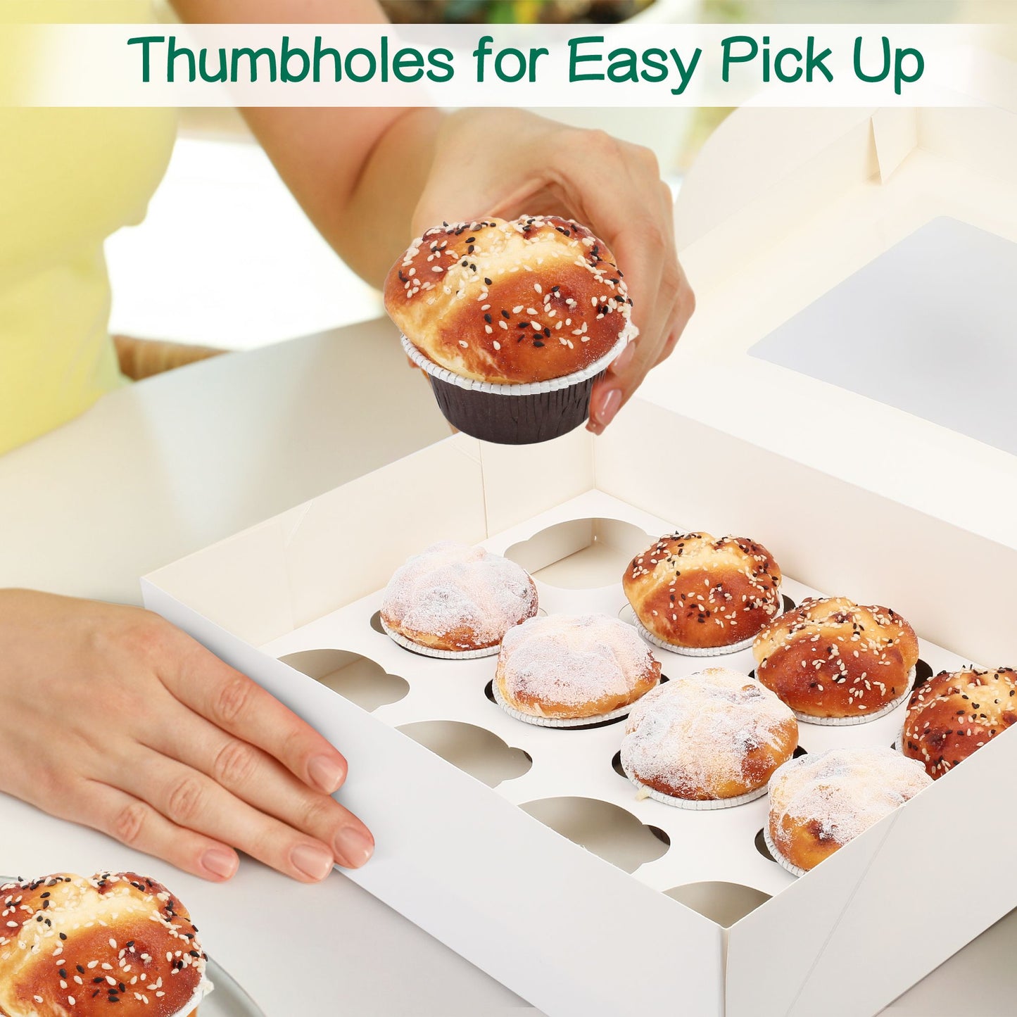 LotFancy 12 Count Cupcake Boxes,8 Pack Dozen Cupcake Containers with Window and Inserts