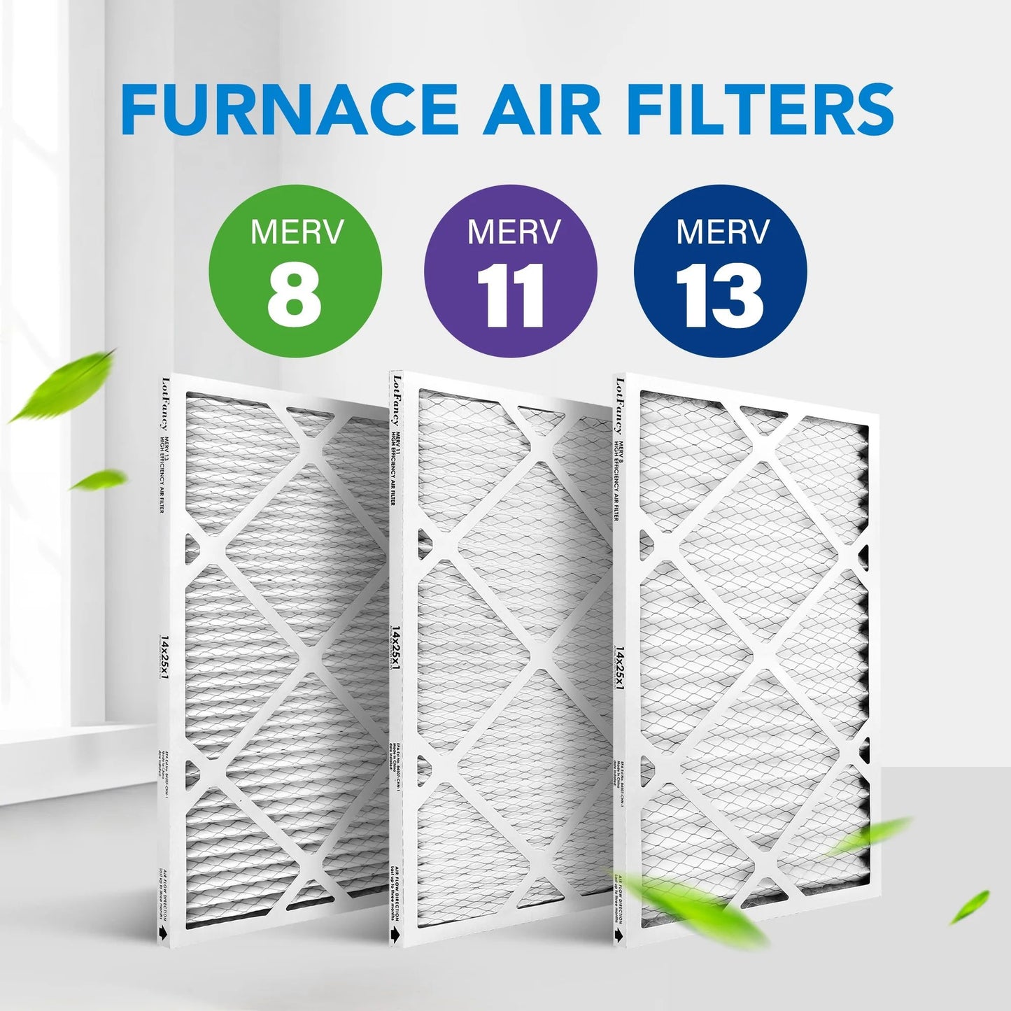 LotFancy 14x25x1 Air Filters, MERV 11 Pleated HVAC AC Furnace Air Filters, 6 Pack