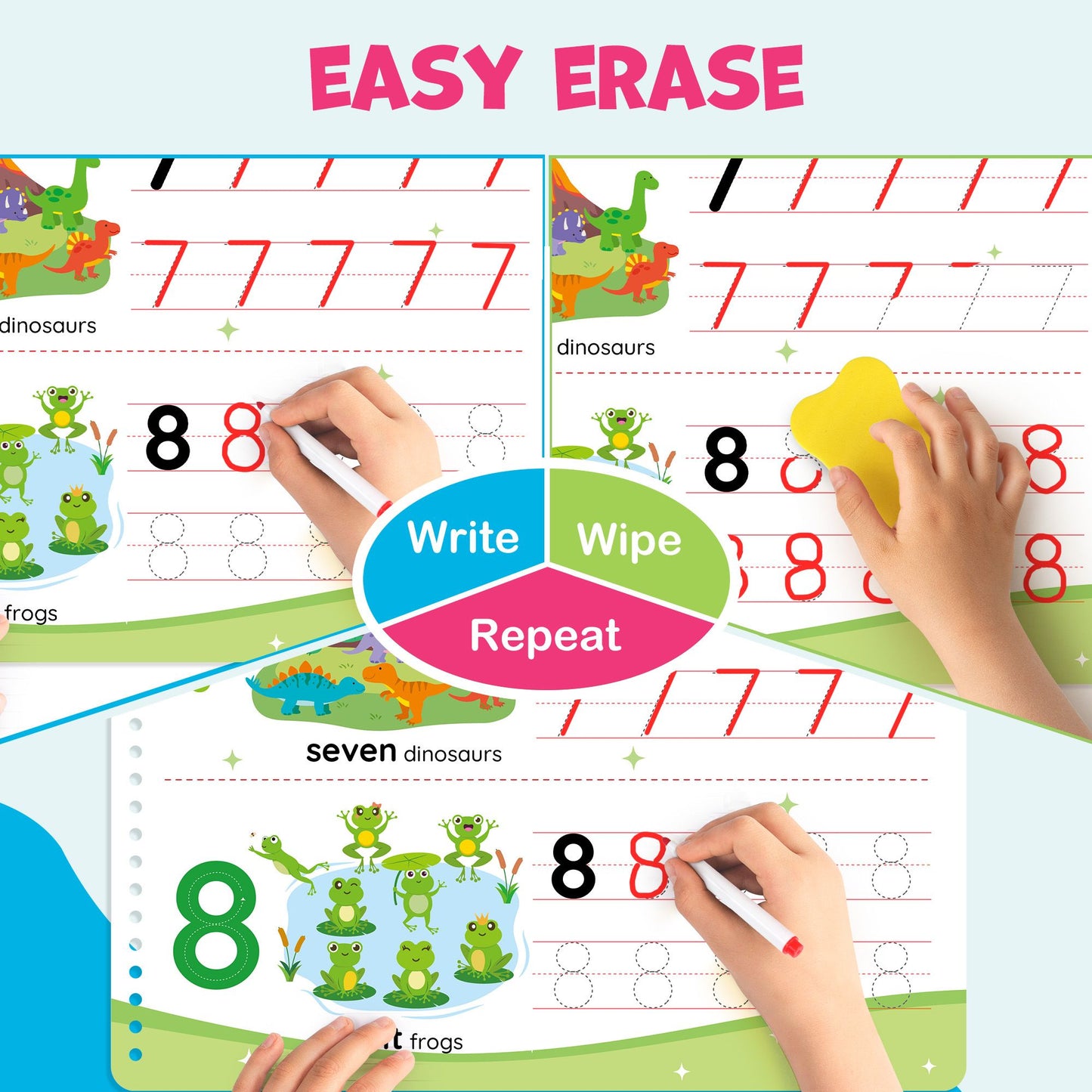 BenBen Preschool Learning Activities, 50 Pages, Tracing Books for Kids Ages 3-5, Busy Book Toys