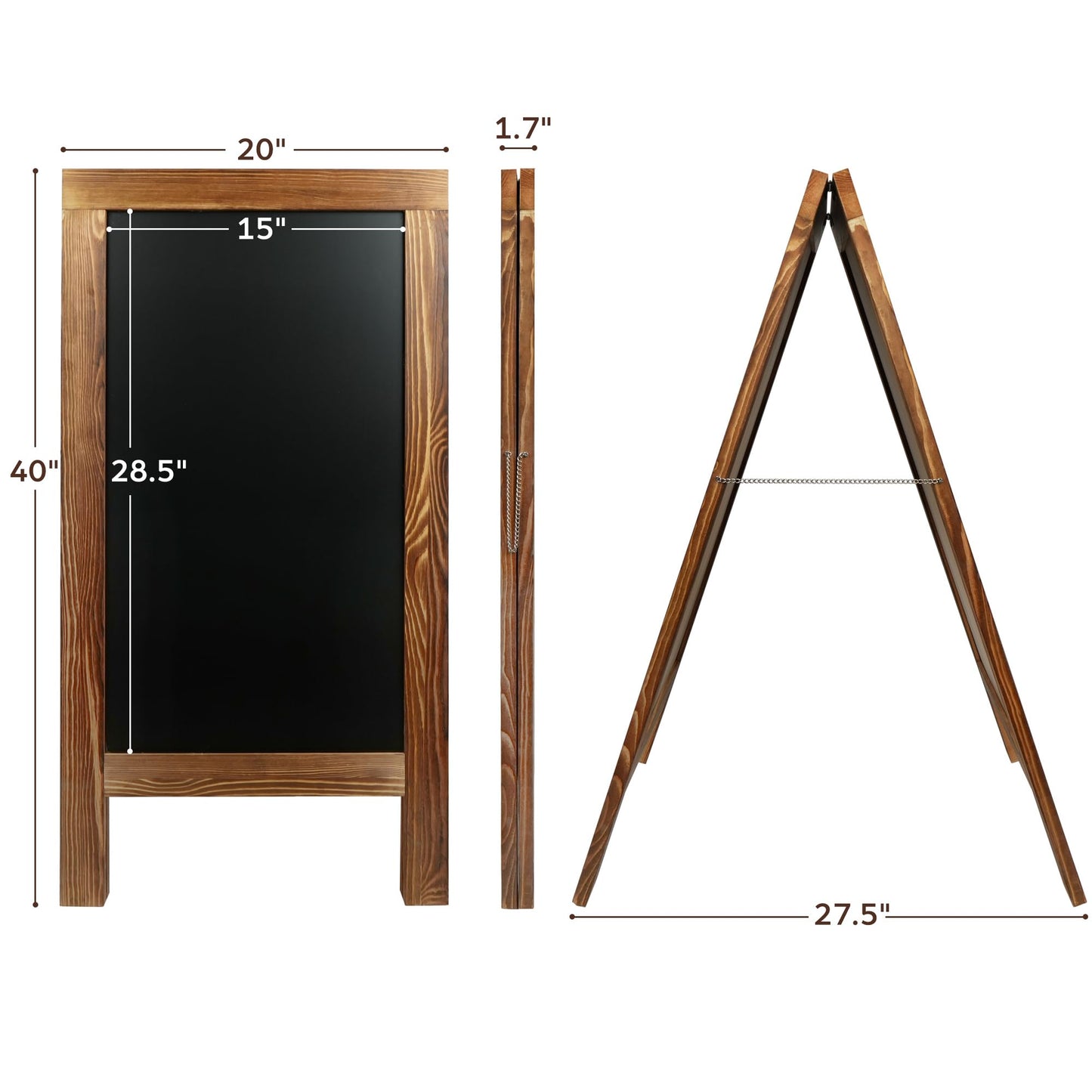 LotFancy Magnetic A-Frame Chalkboard Sign, Extra Large 20” x 40” Double-Sided Freestanding Chalkboard Easel, Sturdy Wooden Sidewalk Sign, Sandwich Board for Restaurant Party Wedding