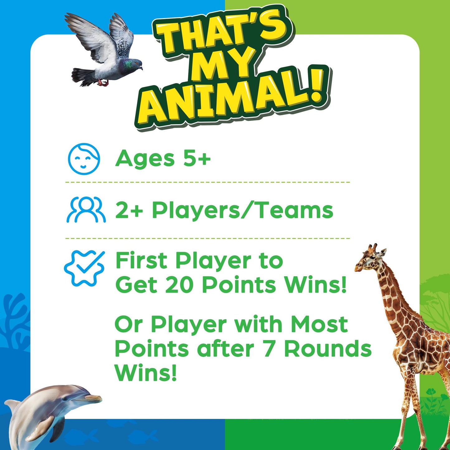 BenBen Guess The Animal Card Games for Kids Family, 100 Cards, Educational Board Games for Travel, Classroom, Camping, Party, Car, Airplane, Road Trip Activities for Boys, Girls Ages 5+