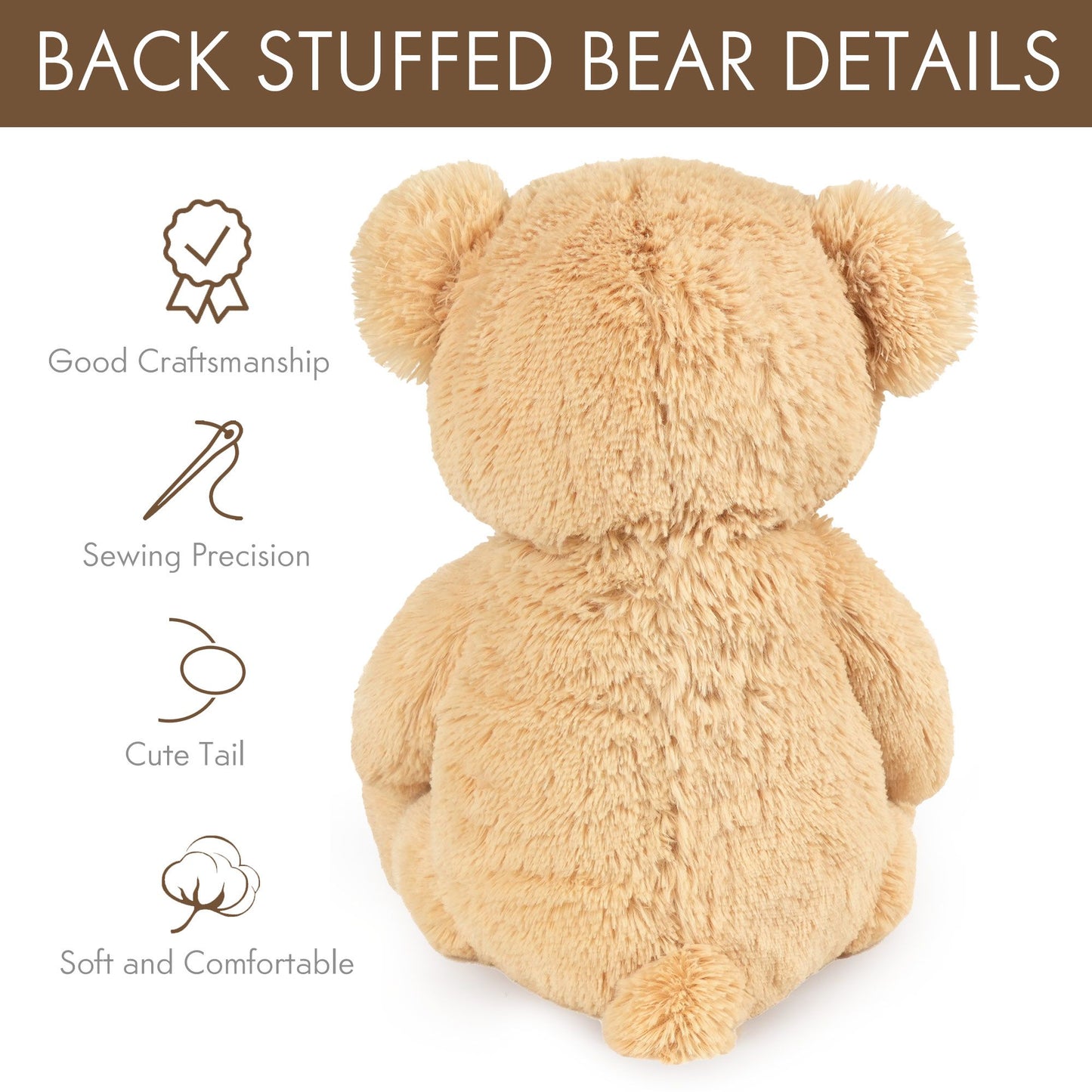 LotFancy Teddy Bear Stuffed Animals, Soft Cuddly Stuffed Plush Bear, Cute Stuffed Animals Toy with Footprints, Gifts for Kids Toddlers on Baby Shower, Christmas Valentine's Day PMT