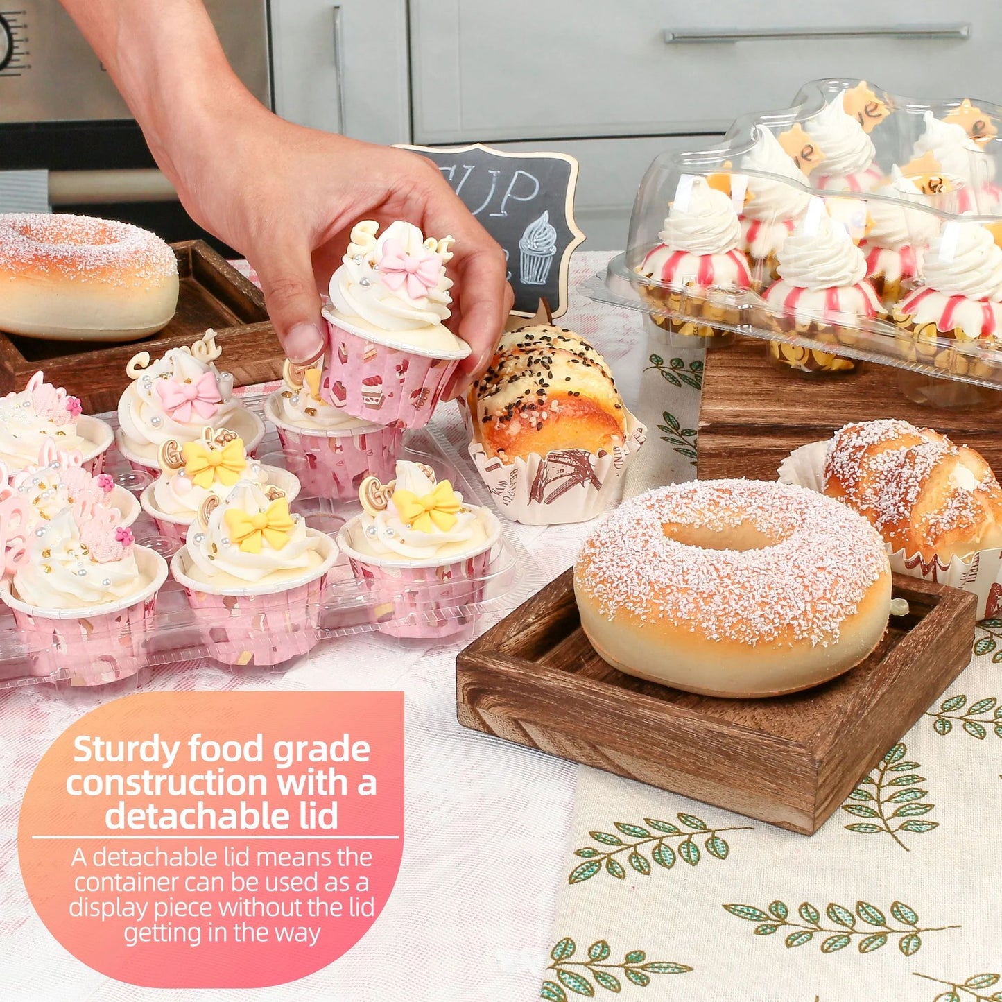 LotFancy Stackable Mini Cupcake Carrier Holders Containers with 488 Mini Cupcake Liner, 12 x 40 Sets