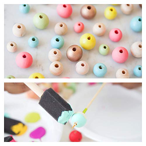 LotFancy Wooden Beads, 500Pcs 6 Sizes Unfinished Natural Wood Beads for Crafts, Round Wooden Balls