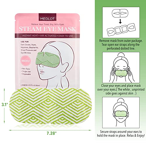 LotFancy 18 Packs Steam Eye Masks, Heated Eye Mask Warm Compress for for Dry Eyes, Puffy Eyes