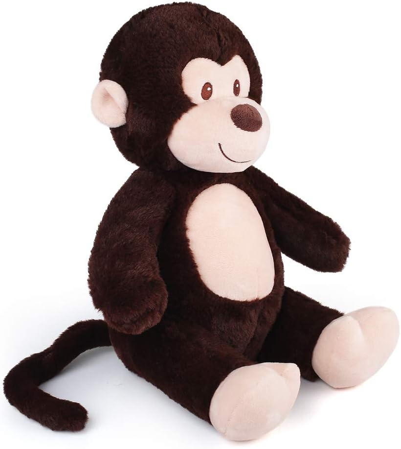LotFancy Monkey Stuffed Animal, Soft Cuddly Stuffed Monkey, Cute Stuffed Animal Plush Toy for Kids, Great Birthday Christmas Thanksgiving Gift for Toddlers Newborn Registry or Baby Shower