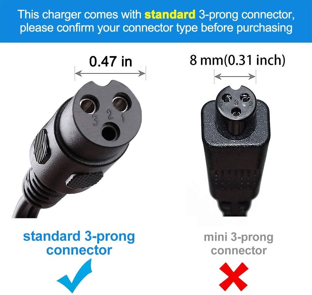 LotFancy 24V 2A Scooter Battery Charger for Razor MX350 Dirt Bike, E300, E200, E100, E125, E150, PR200, E175, E500, CC2420, Pocket Mod, UL Listed, Fast Charge