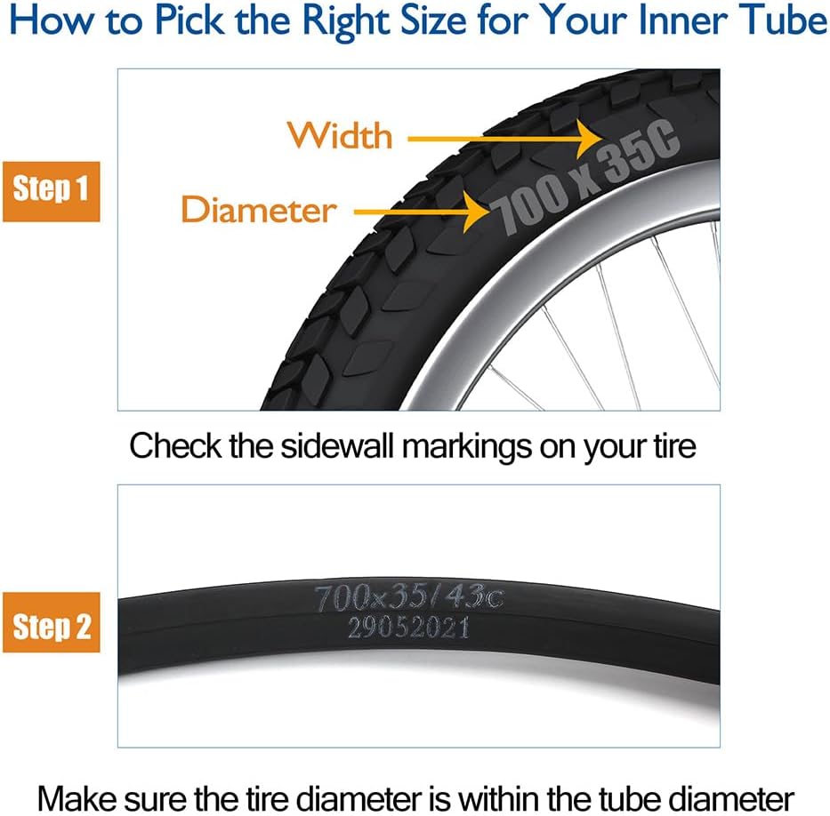 LotFancy 28" 700x35/37/38/40/42/43c Bike Tubes, Packof 2, 700c Road Bicycle Tire Tube