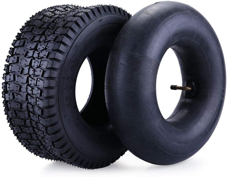 Tire & Inner Tube Set for Razor Dirt Quad and Go Kart, Dirt Bike, ATV, Yard Tractors, Lawn Mower, Wagons, Hand Trucks, Premium Replacement Tire Inner Tube with Bent Metal Valve Stem