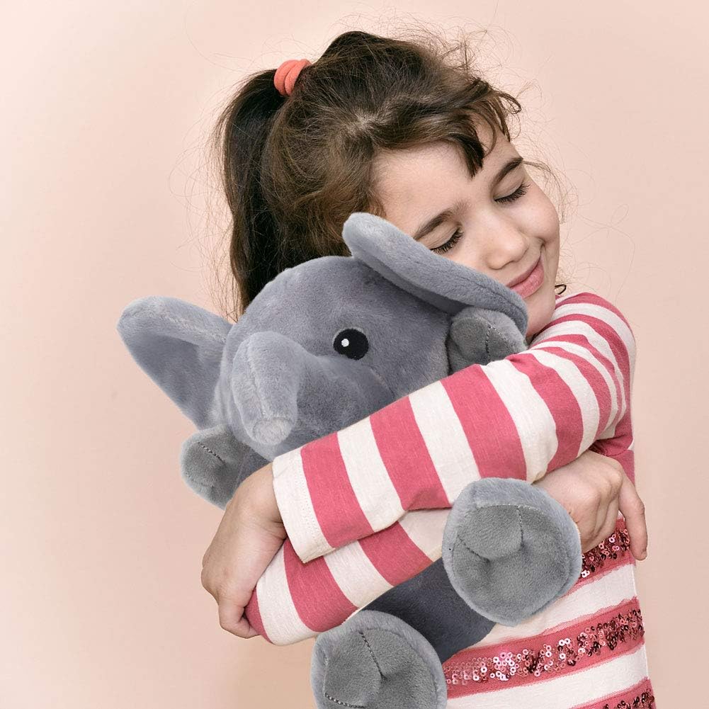 LotFancy Elephant Stuffed Animal, Elephant Plush Toys, Soft Plushies Gifts for Kids, Grey Sitting Elephant for Baby