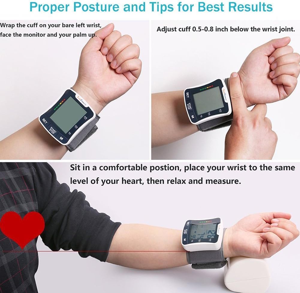 LotFancy Wrist Blood Pressure Monitor, Automatic Digital Blood Pressure Machine, BP Cuff (5.3”-8.5”), 2 Users, 120 Memory, Home BP Gauge for Irregular Heartbeat Detection