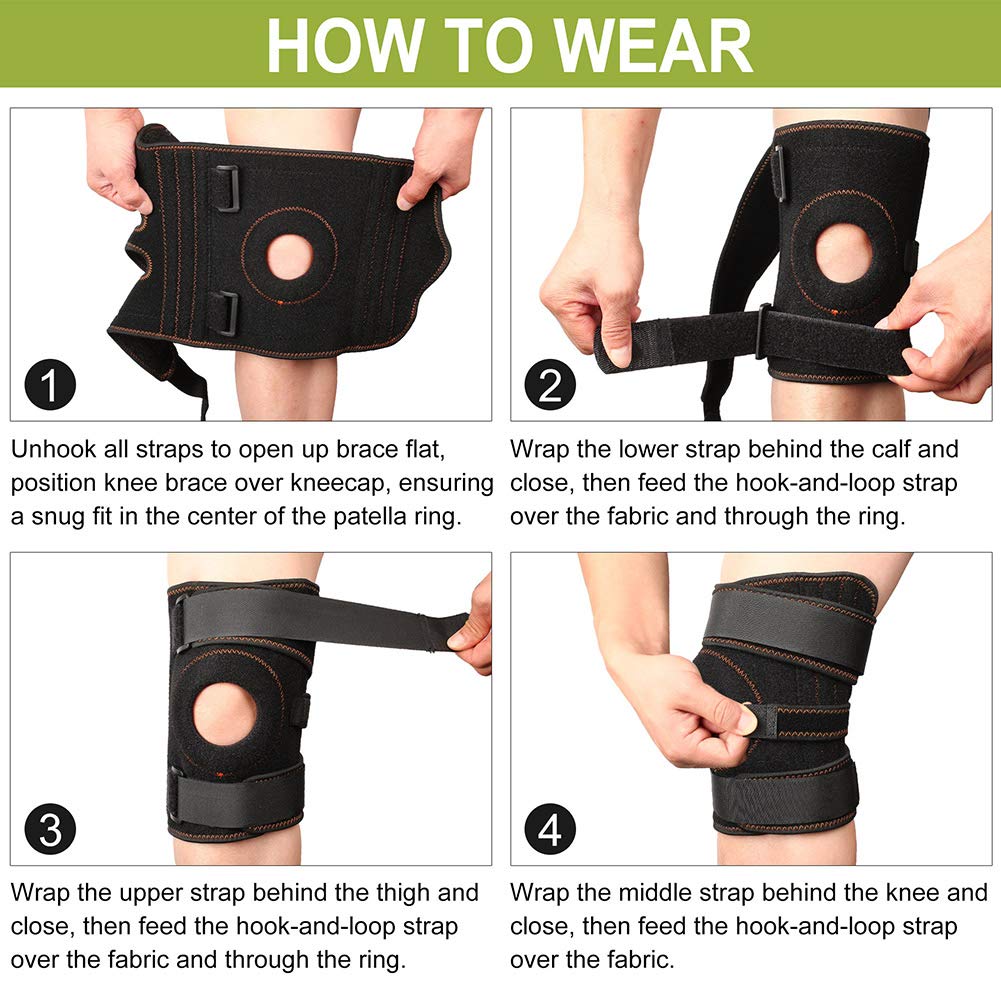 LotFancy Knee Brace for Patella Stabilizing, 2 Pack Adjustable Knee Support for Arthritis, Tendonitis, Meniscus Tear, ACL, Osteoarthritis, Non-Slip Knee Stabilizer for Women, Men