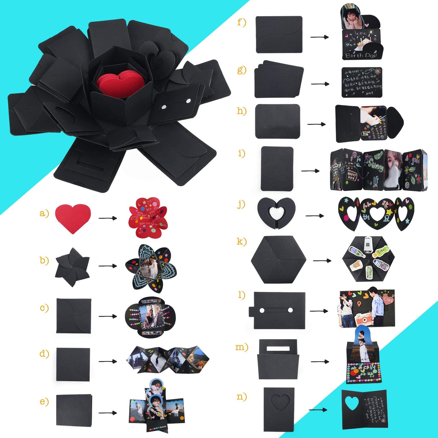 LotFancy Explosion Gift Box, DIY Surprise Photo Box, Creative Scrapbook Album, Preassembled, Love Memory Exploding Picture Box for Valentines’ Day Gift, Anniversary, Wedding, Birthday Gift