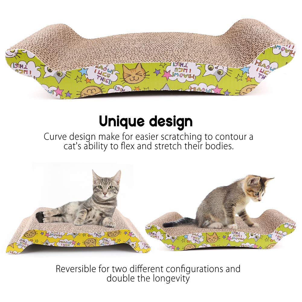 Prime Pets Cat Scratching Board, 2 Pack Cat Scratcher Cardboard, Cat Scratch Pad for Indoor Cats, Cat Scratcher Couch Lounge Sofa Bed, Reversible Corrugated, Catnip Included